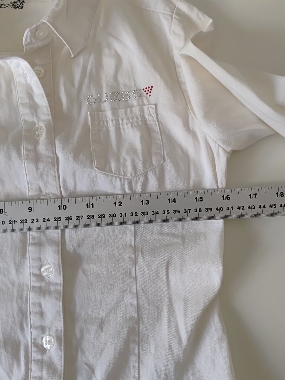 Guess Junior XL (16) Cotton White Long Sleeve Button Down Shirt - Picture 7 of 14